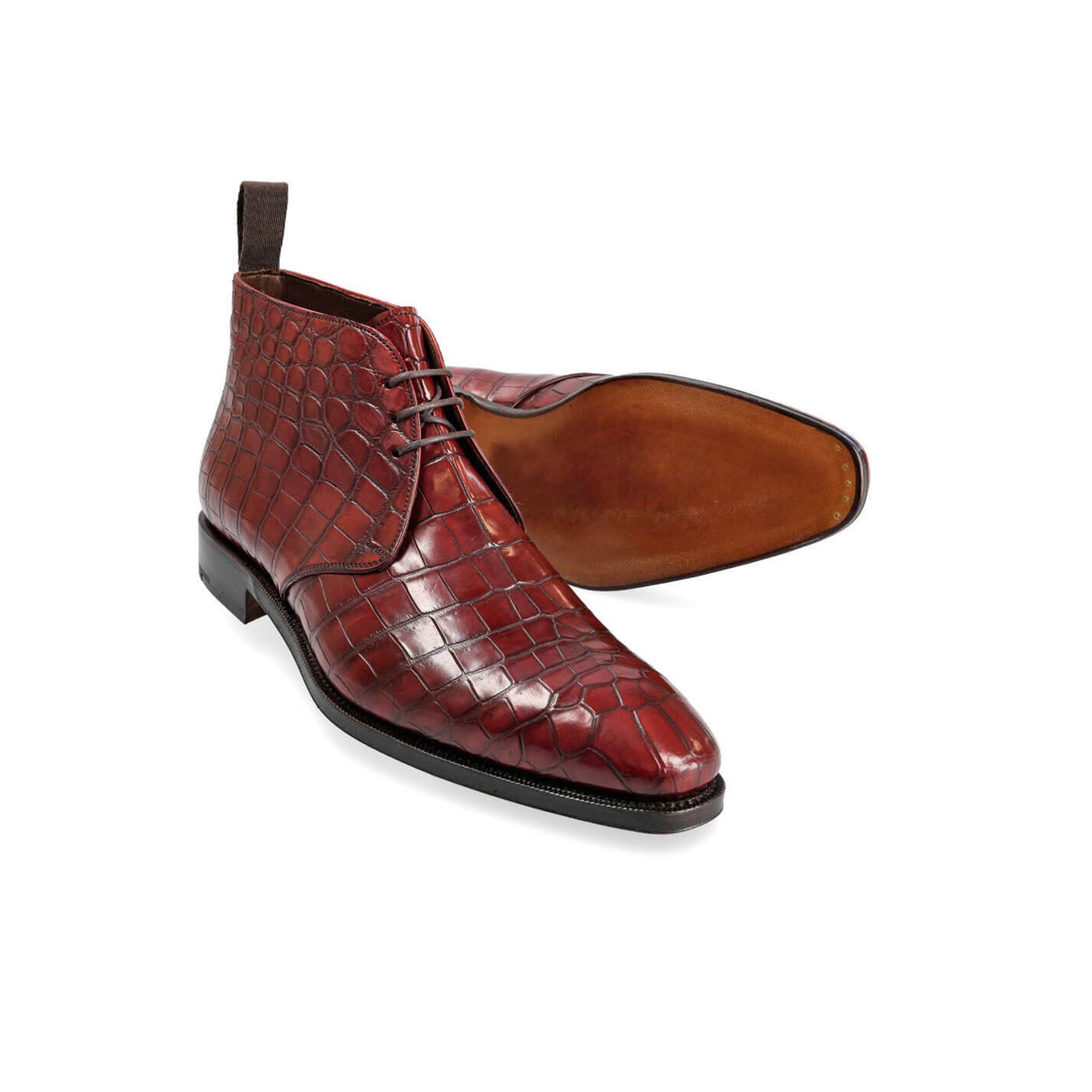 Burgundy Croco Chukka Boots