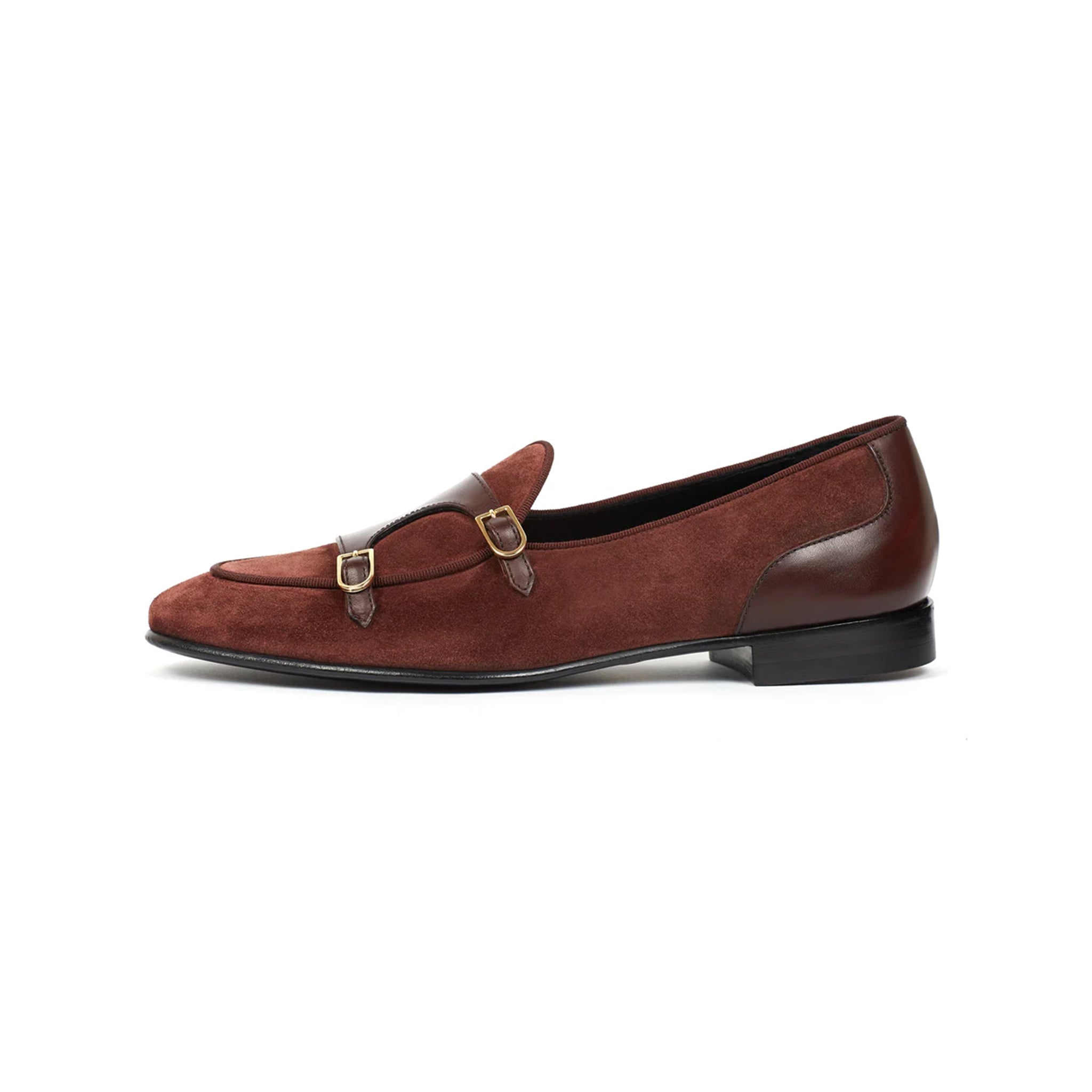 Metallic Copper Double Monk Strap Shoes