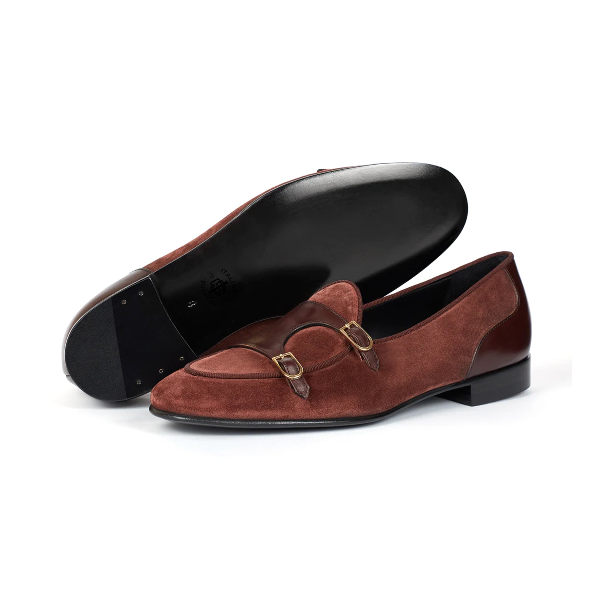 Metallic Copper Double Monk Strap Shoes