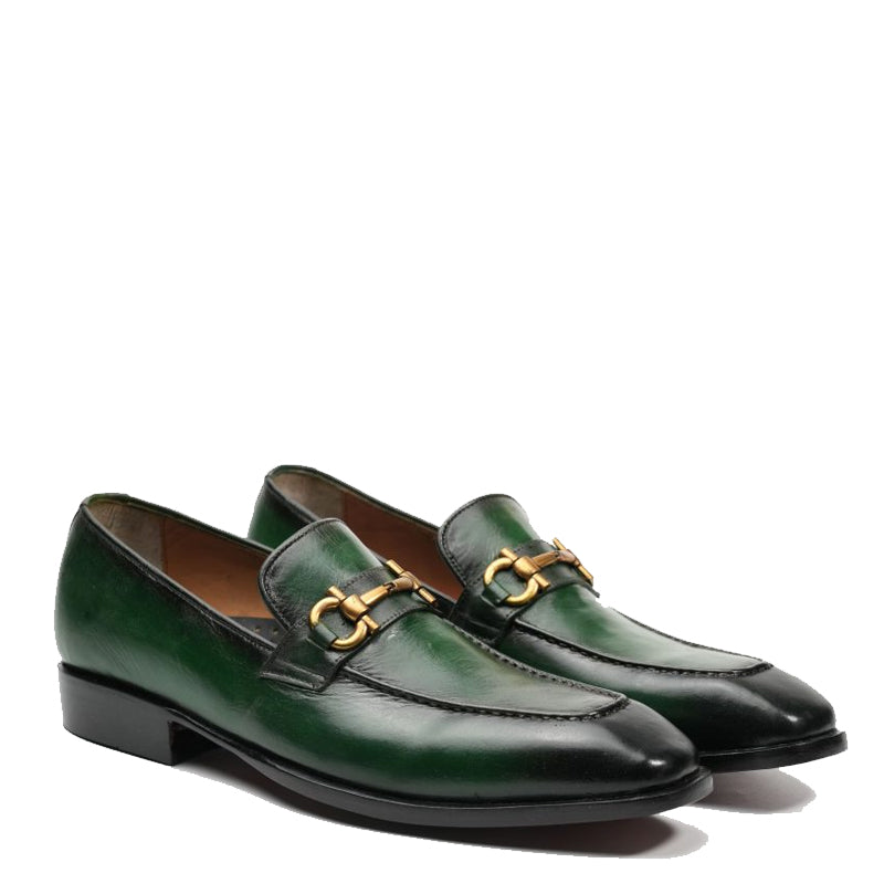 Raised Lake Stitch Apron Toe Green Men's Horsebit Loafer Green