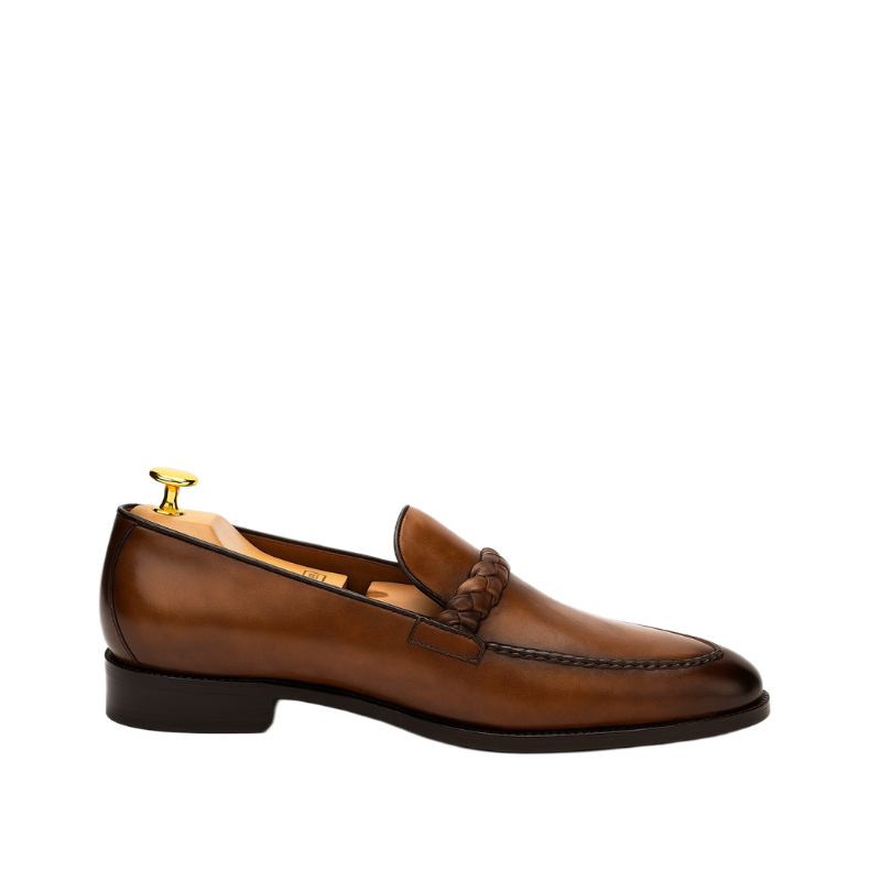 Men's Leather Tan Stitched Penny Loafer