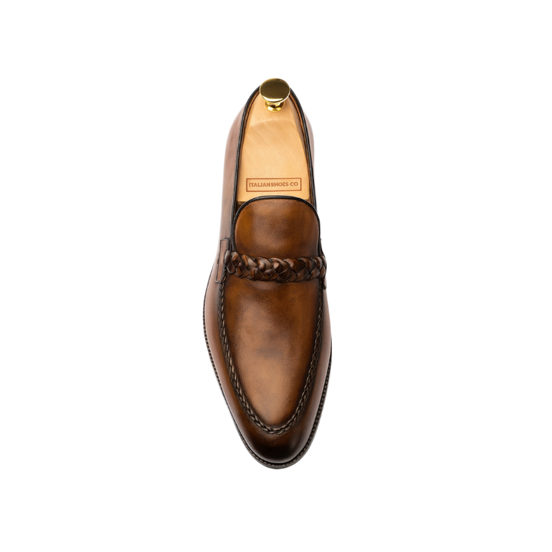 Men's Leather Tan Stitched Penny Loafer