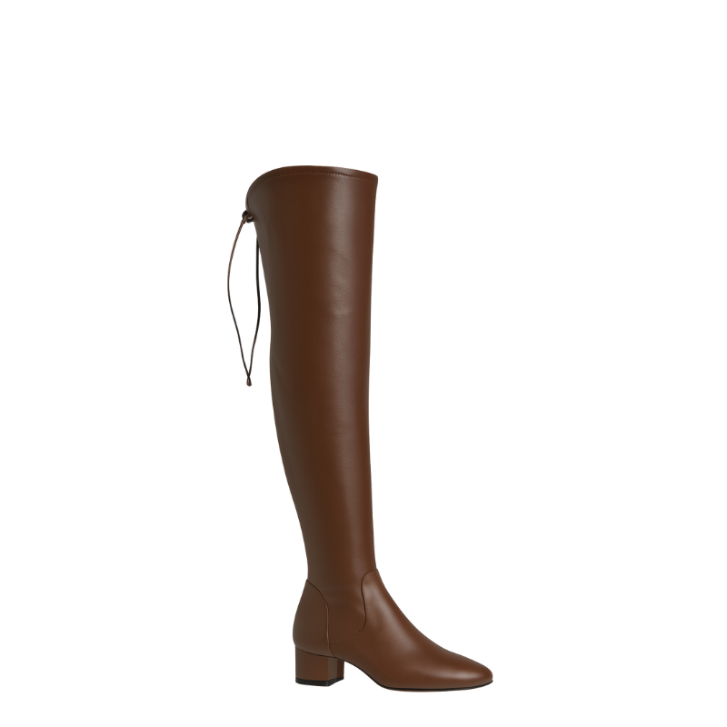 Women's Leather Brown Over The Knee High Boots