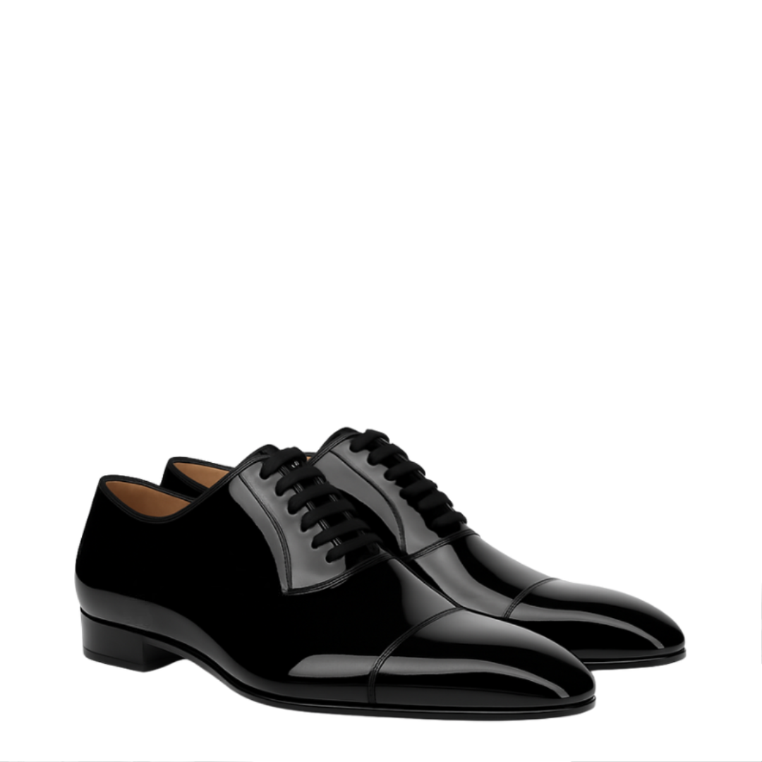 Classic Patent Leather Black Oxford Shoes for Men's
