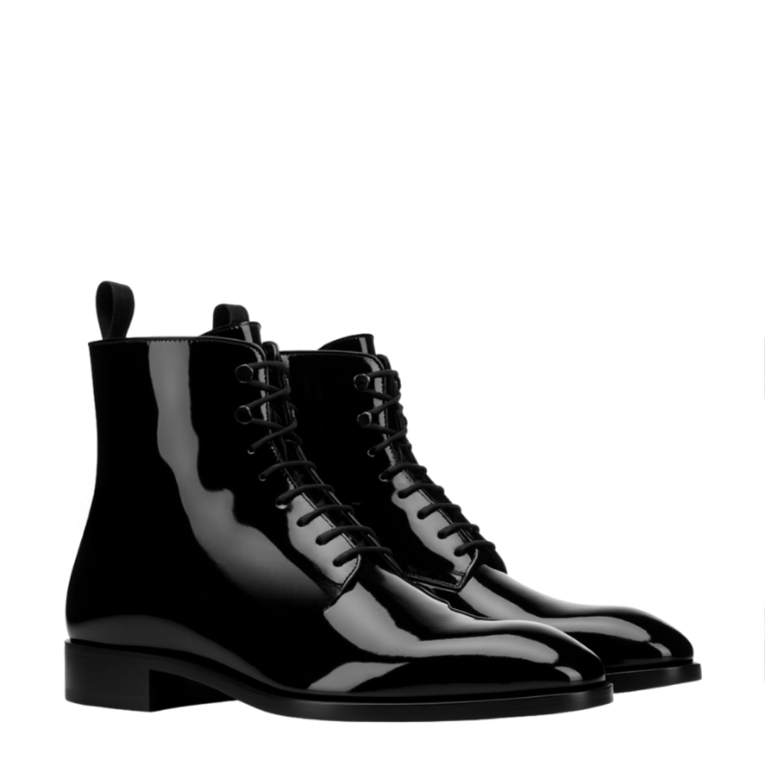 Italian Lace-up Leather Ankle Boots for Men's