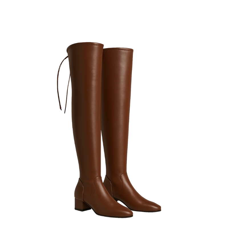 Women's Leather Brown Over The Knee High Boots