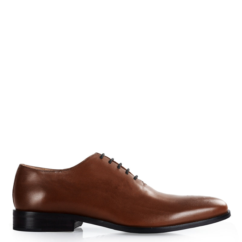 Classic Plain Wholecut Leather Oxford Shoe Dark Brown