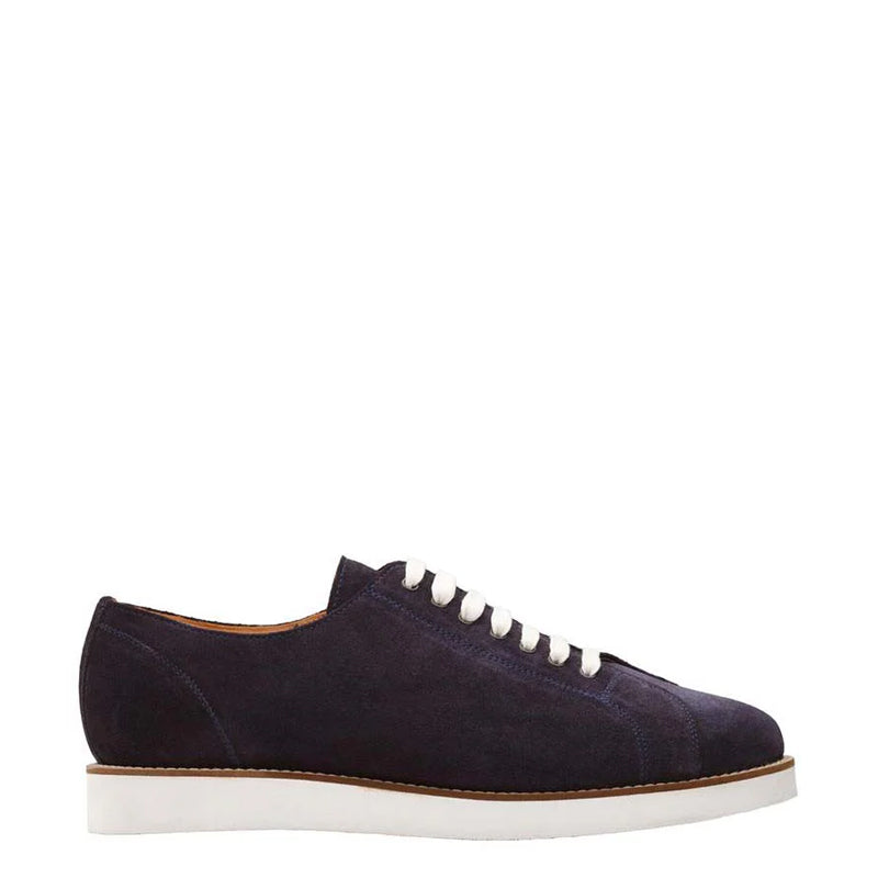 Classic Handmade Suede Lace-Up Blue Sneaker