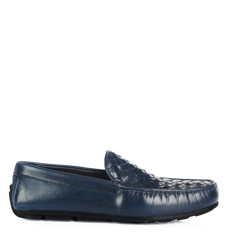Men Solid Casual Leather Dark Blue Loafer