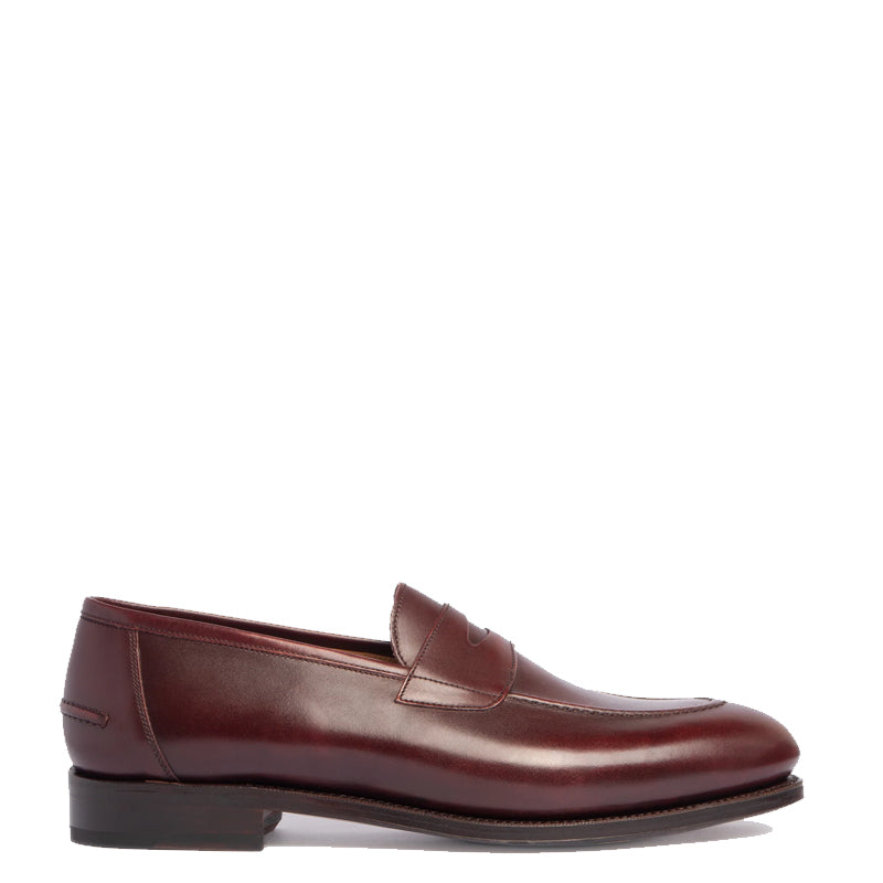 Polished Plain Leather Penny Black Loafer For Men
