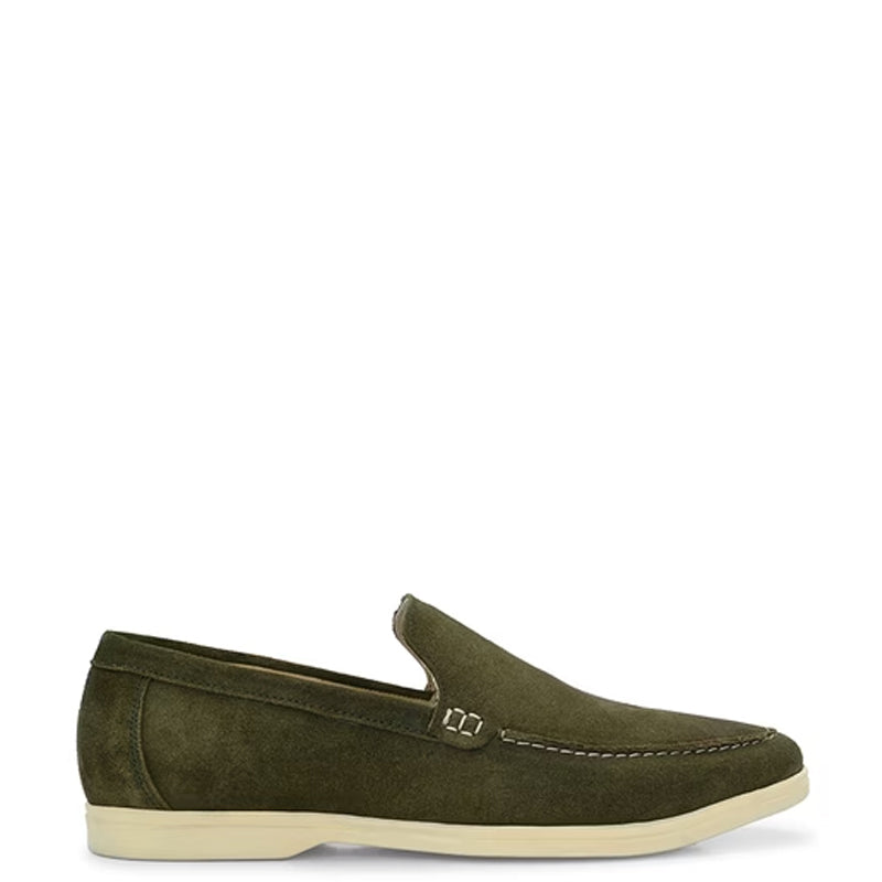 Suede Leather Moccasin Olive Green Loafer Shoe For men