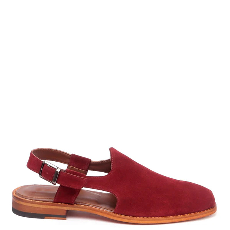 Suede Handmade Leather Peshawari Maroon Sandal