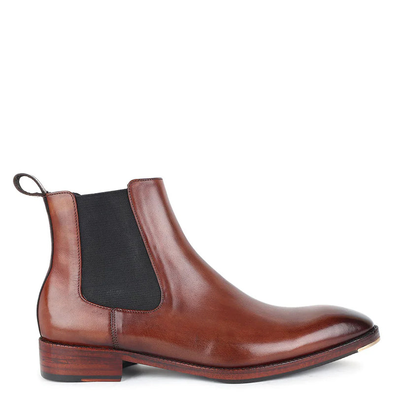 Patina Classic Leather Handmade Chelsea Boot Reddish Brown