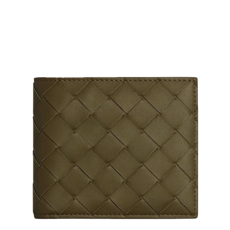 Leather Double Fold Bifold Olive Green Wallet