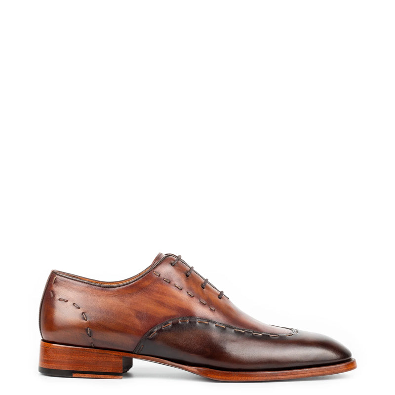 Polished Leather Handmade Oxford Shoe Tan and Brown