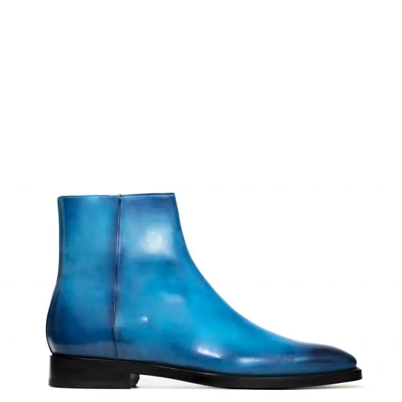 Midnight Classic Shiny Leather Side-Zipper Red Boot