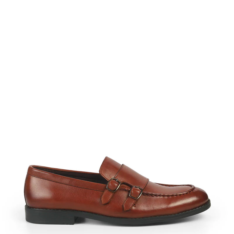 Classic Pure Leather Double Monkstraps Shoe Tan