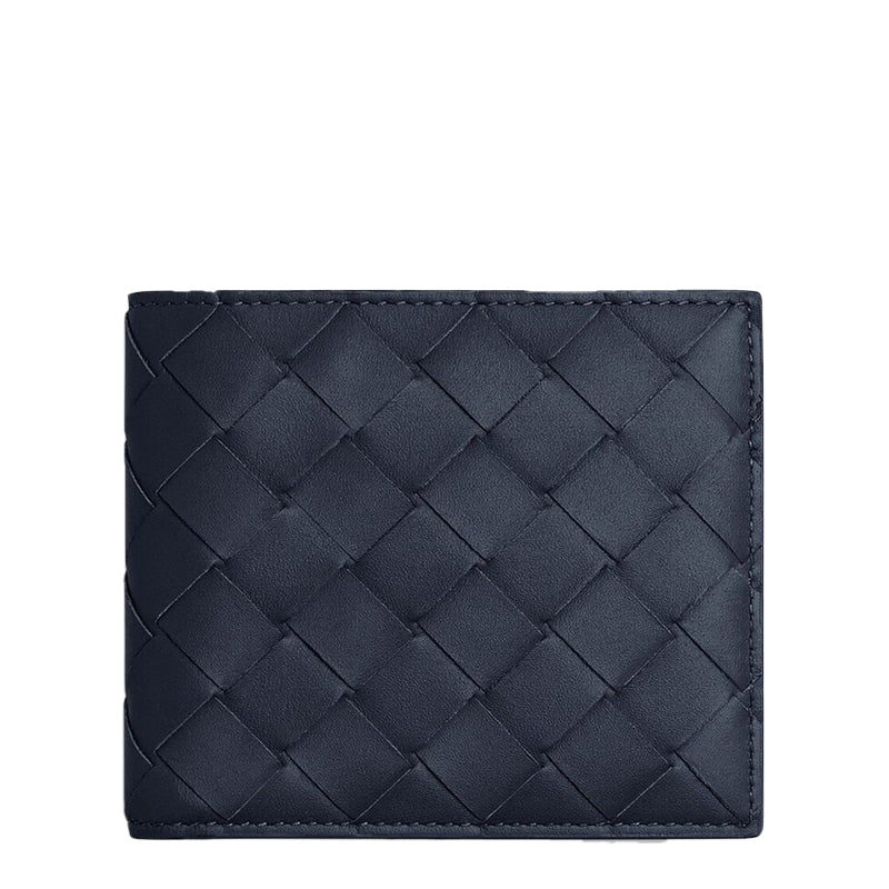 Leather Double Fold Bifold Blue Wallet