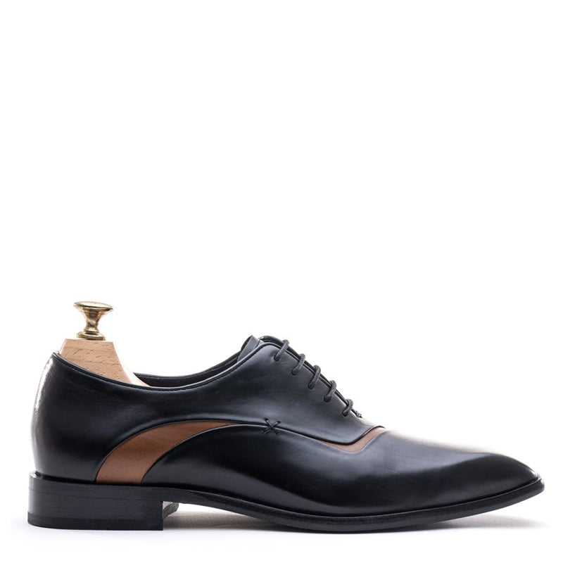 Meta Cut Shiny Leather Oxford Black/Tan Shoe