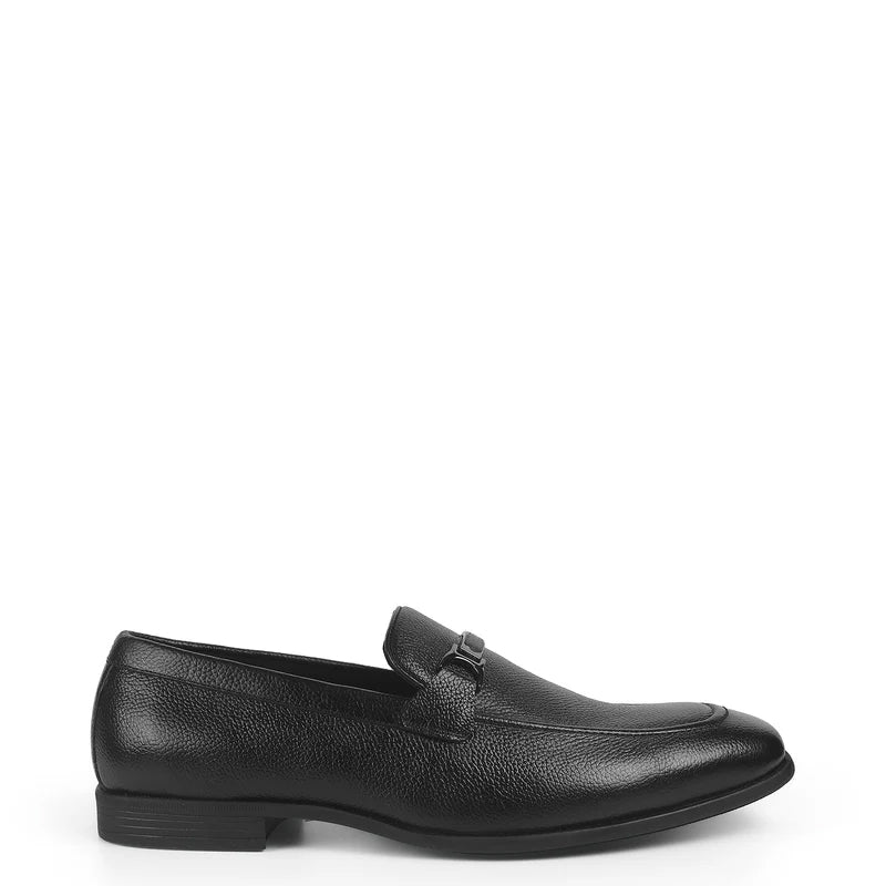 Pure Leather Textured  Moccasins Loafer Black