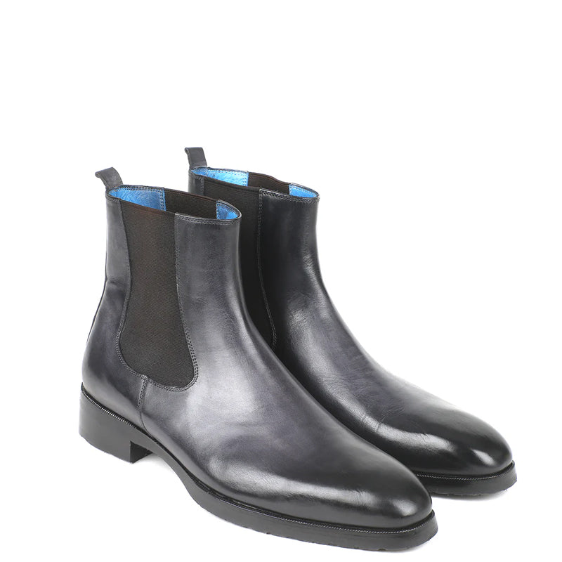 HandPainted Solid Leather Chelsea Boot Black and Green