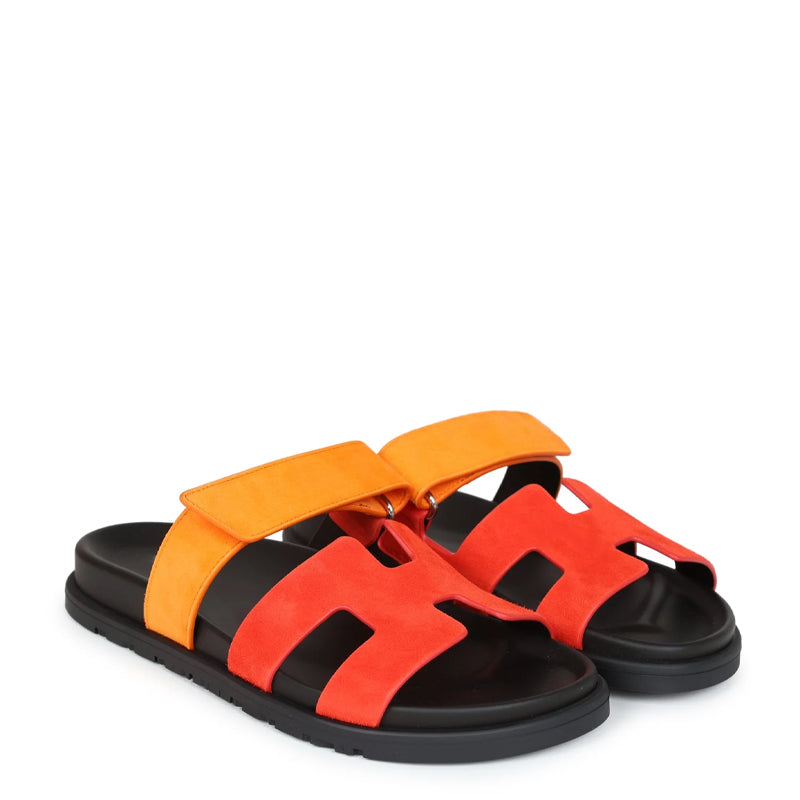Luxury Croco Leather Red / Orange Sandal