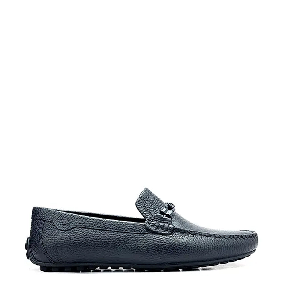 Men Textured Leather Driving Blue Loafer