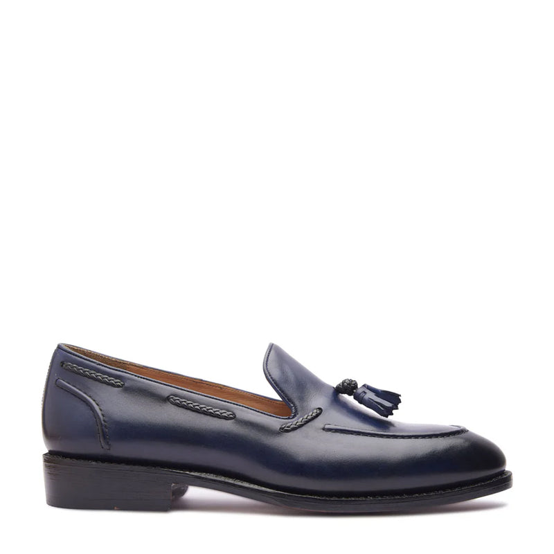 Premium Leather Slip-On Tassel Loafer Navy
