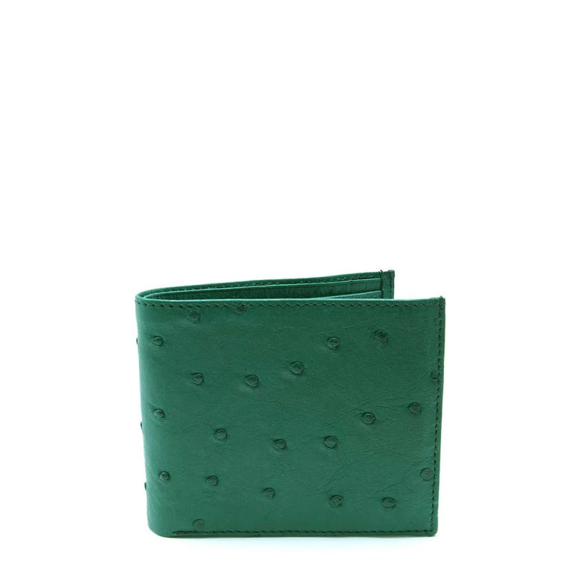 Men Ostrich Leather Blue Bifold Wallet
