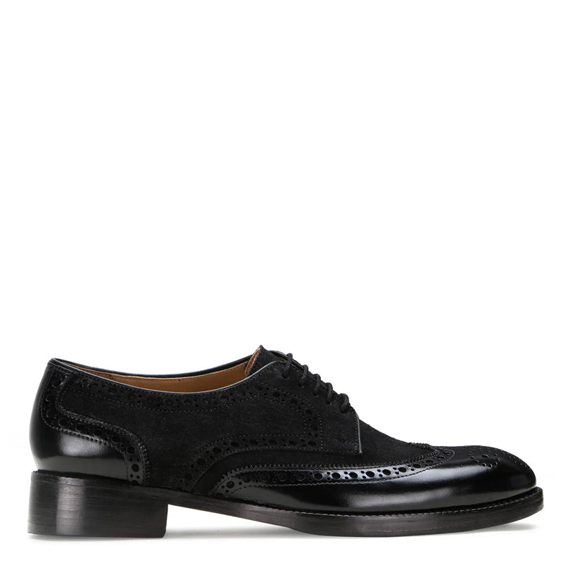 Patent Suede Leather Derby Shoe Black