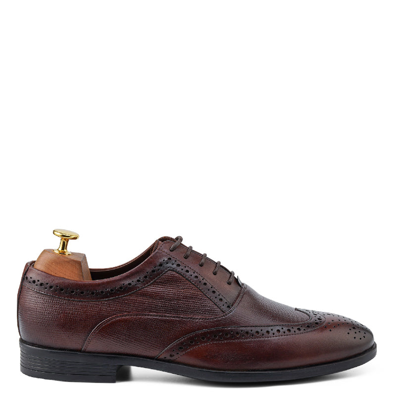 Wingtip Handmade Solid Leather Oxford Shoe Brown
