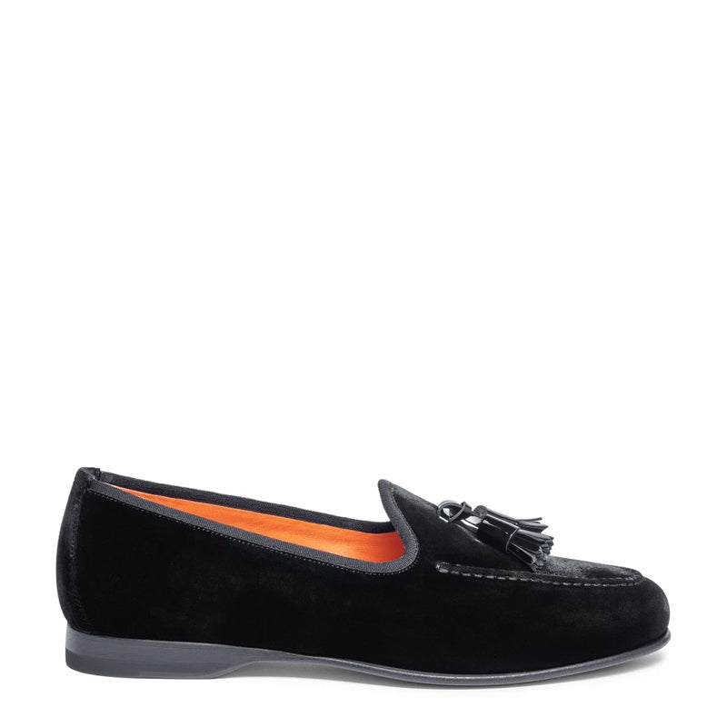 Suede Andrea Velvet Leather Tassel Black Loafer