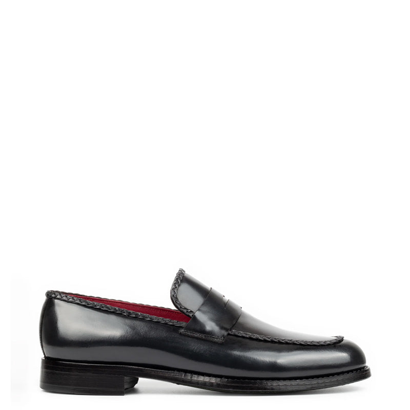 Claasic Design Plain Polished Leather Loafer Black