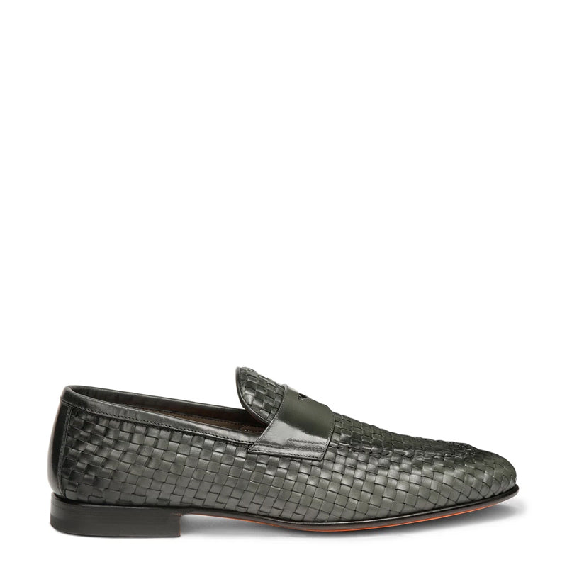 Penny Woven Shiny Leather Grey Loafer