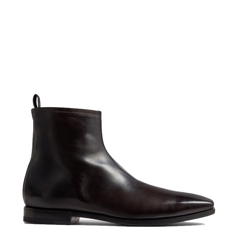 Chelsea Dark Brown Leather Zip-up Ankle Boots