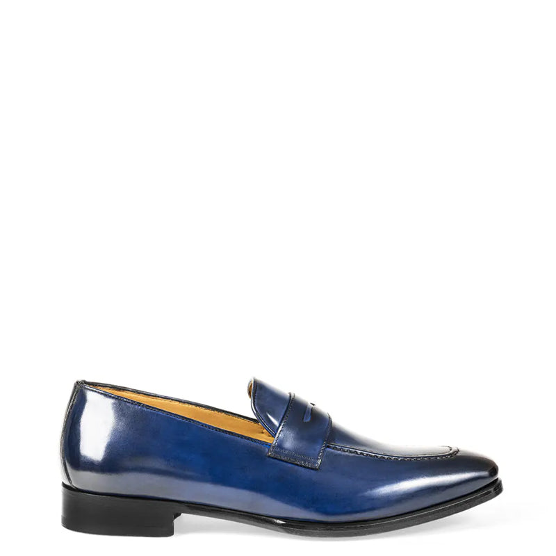 Classic Penny Shiny Leather Blue Loafer