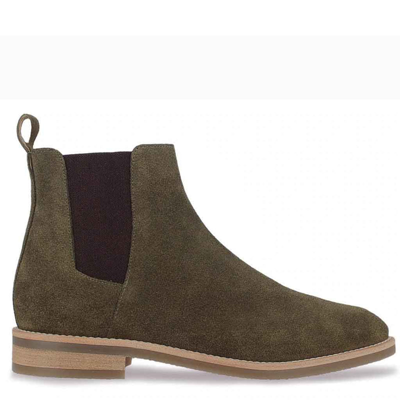 Men Suede Mid-Top Leather Chelsea Boot Black
