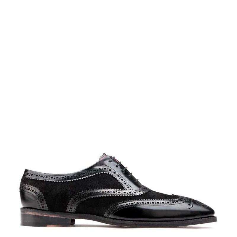 Wingtip Leather Oxford Black Shoe For Men