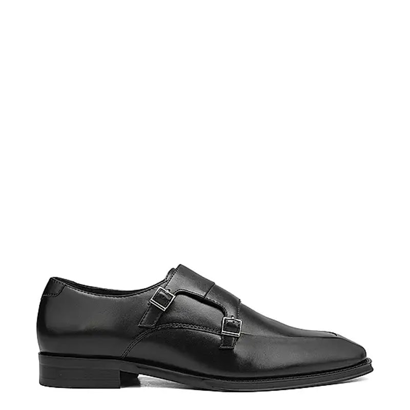 Plain Polished Leather Double Monk Shoe Black