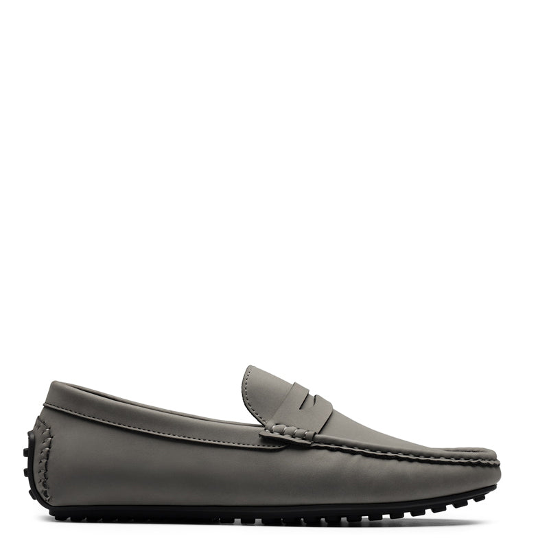 Heritage-Style Suede Moc Toe Penny Loafer Grey