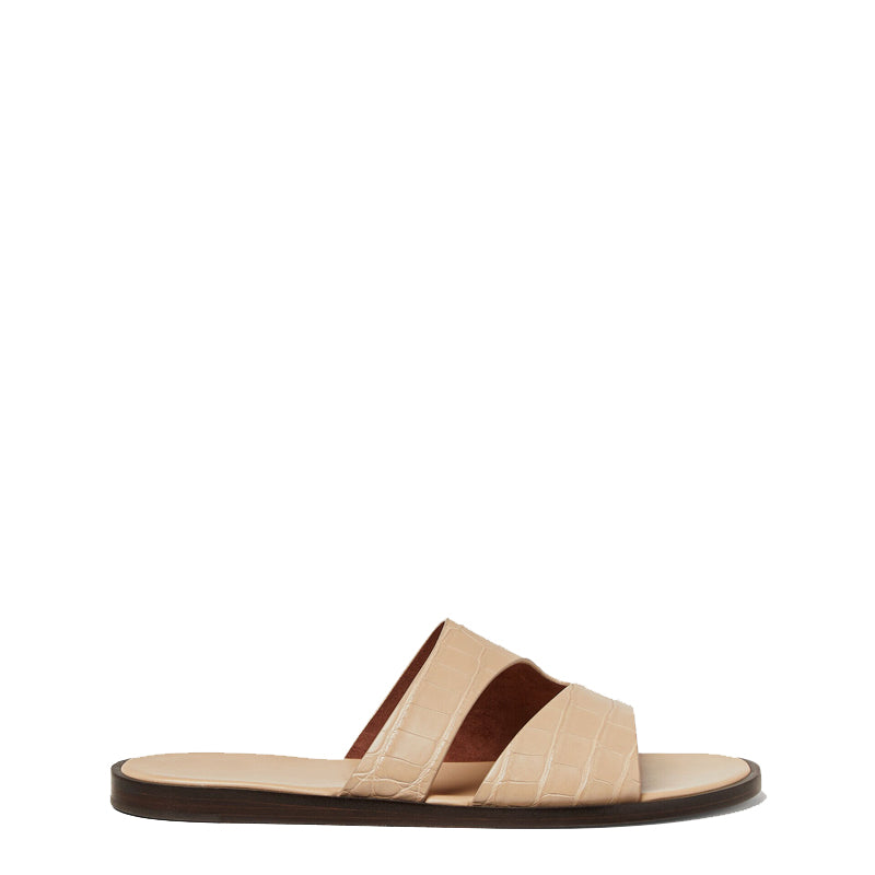 Croco Leather  Double Strap Sandal