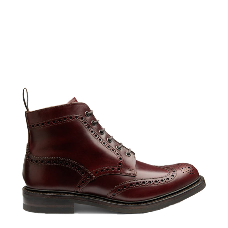 Leather Lace-Up Wingtip High Ankle Burgundy Boot