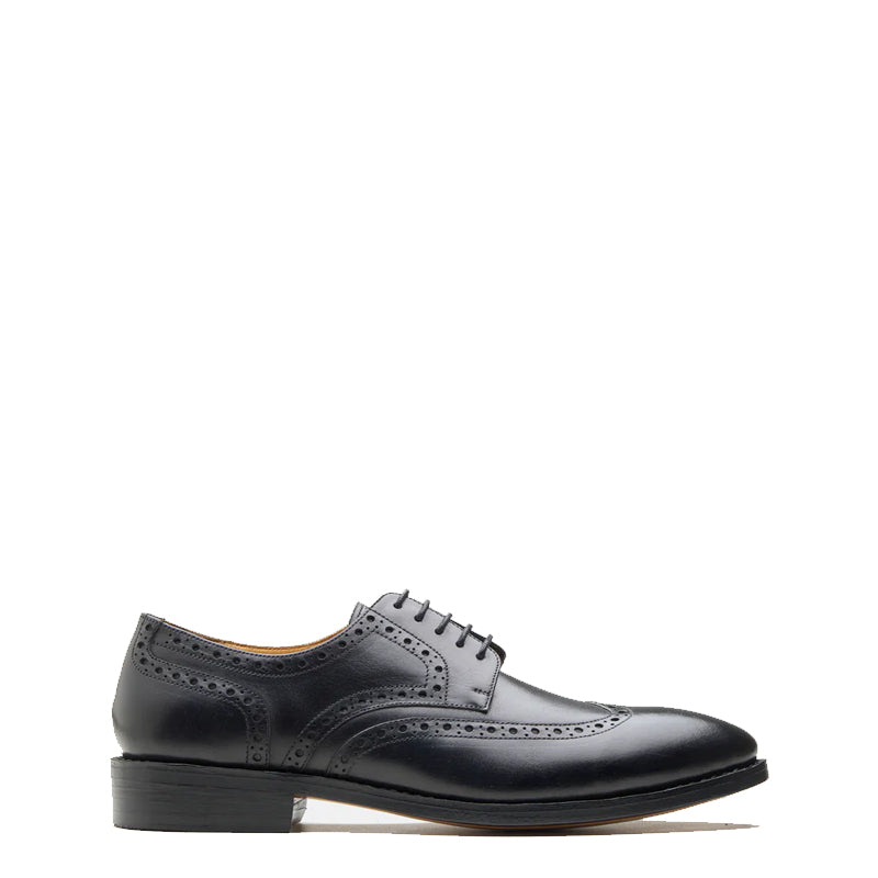 Men Wingtip Leather Formal Derby Black Shoe