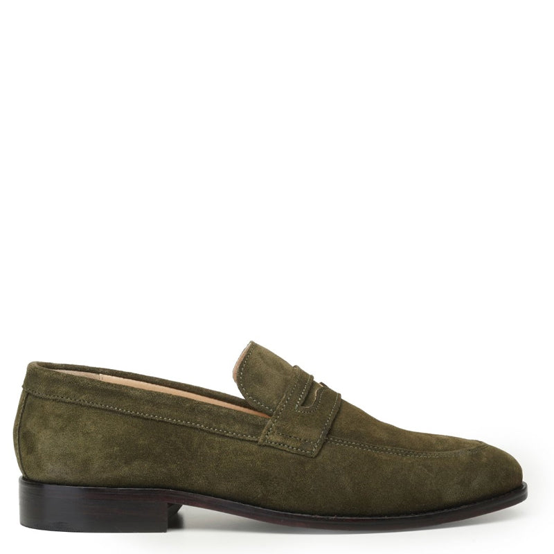 Men Suede Casual Penny Leather Green Loafer