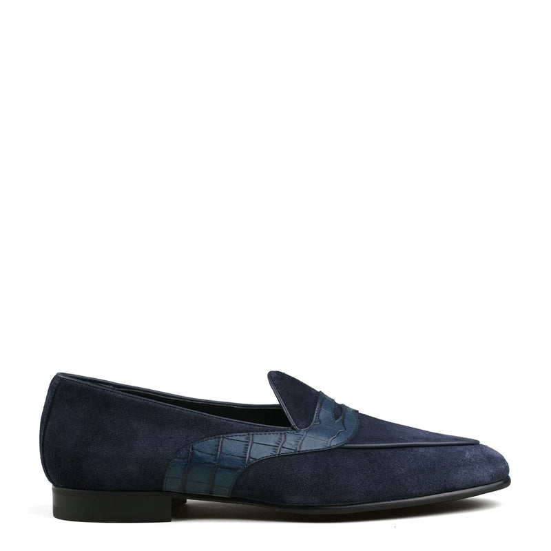 Belgian Penny Loafer Blue Shoe For Men