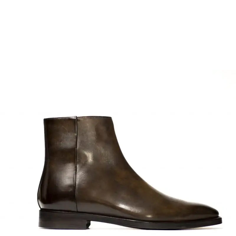 Midnight Classic Shiny Leather Side-Zipper Red Boot