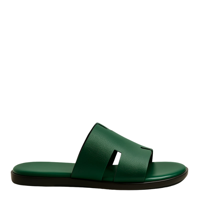 Haven Crimson Glide H Style Green Leather Slipper