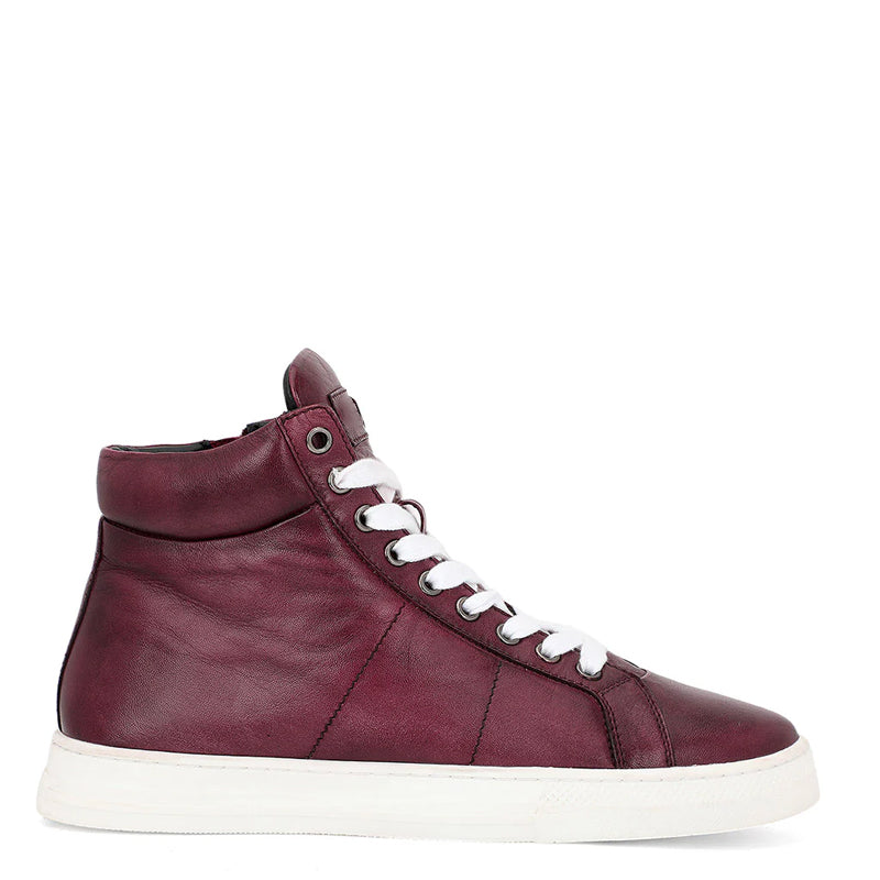 Lace-Up Leather Handcrafted Burgundy Sneaker