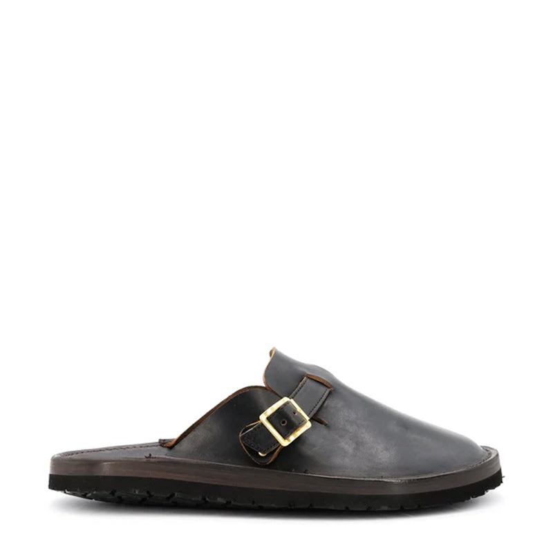 Buckle Clogs Slit Sandal Black