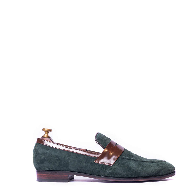 Classic Penny Suede Handmade Leather Loafer Green
